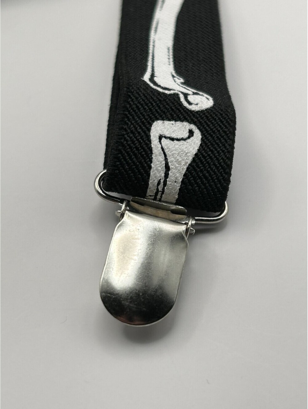Skeleton Bones Suspenders Y-Back Adjustable Clip-On Goth Punk Black 40in Mens - Picture 3 of 7